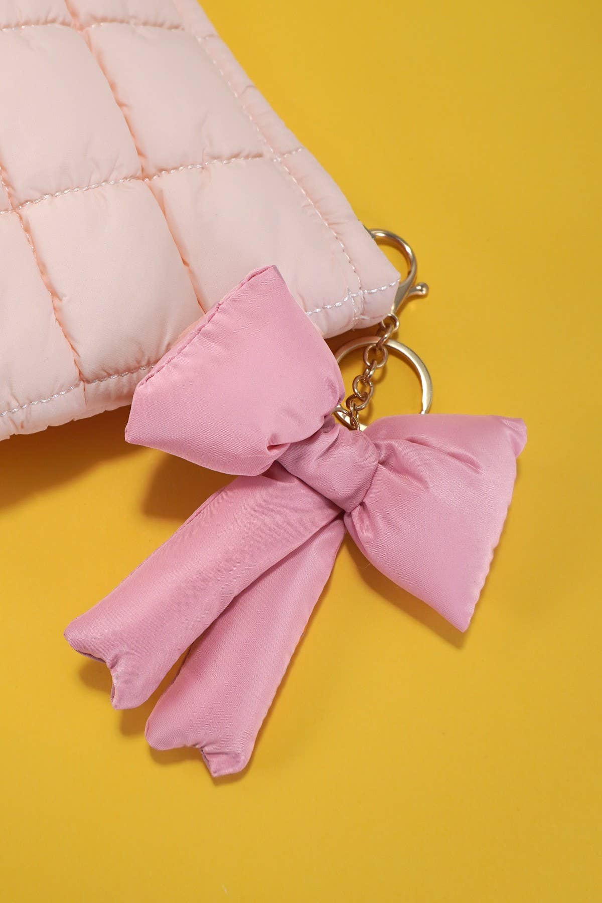 TRENDING PUFFY BOW RIBBON BAG CHARM KEYCHAIN | 40KC109: Pink