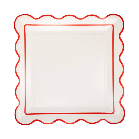 STN1242 - Cream Scalloped Square Plate
