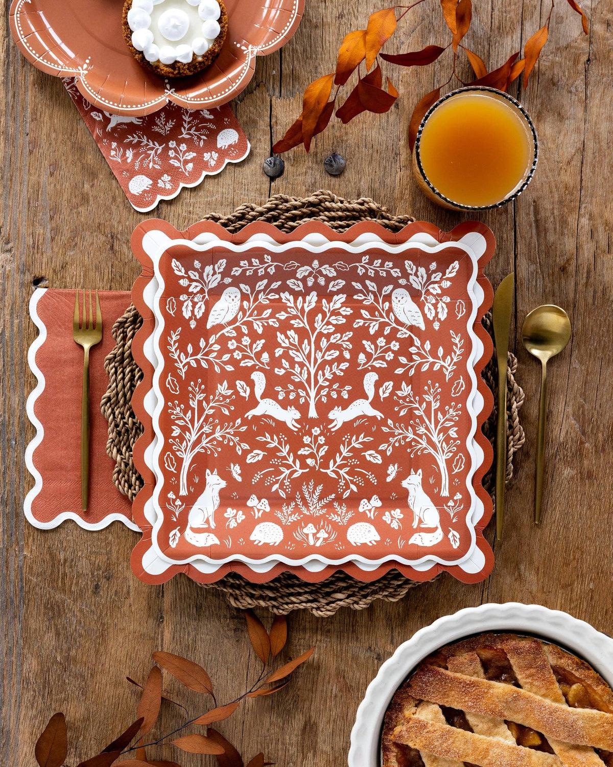 WDT1338 - Rust Ric Rac Dinner Paper Napkins