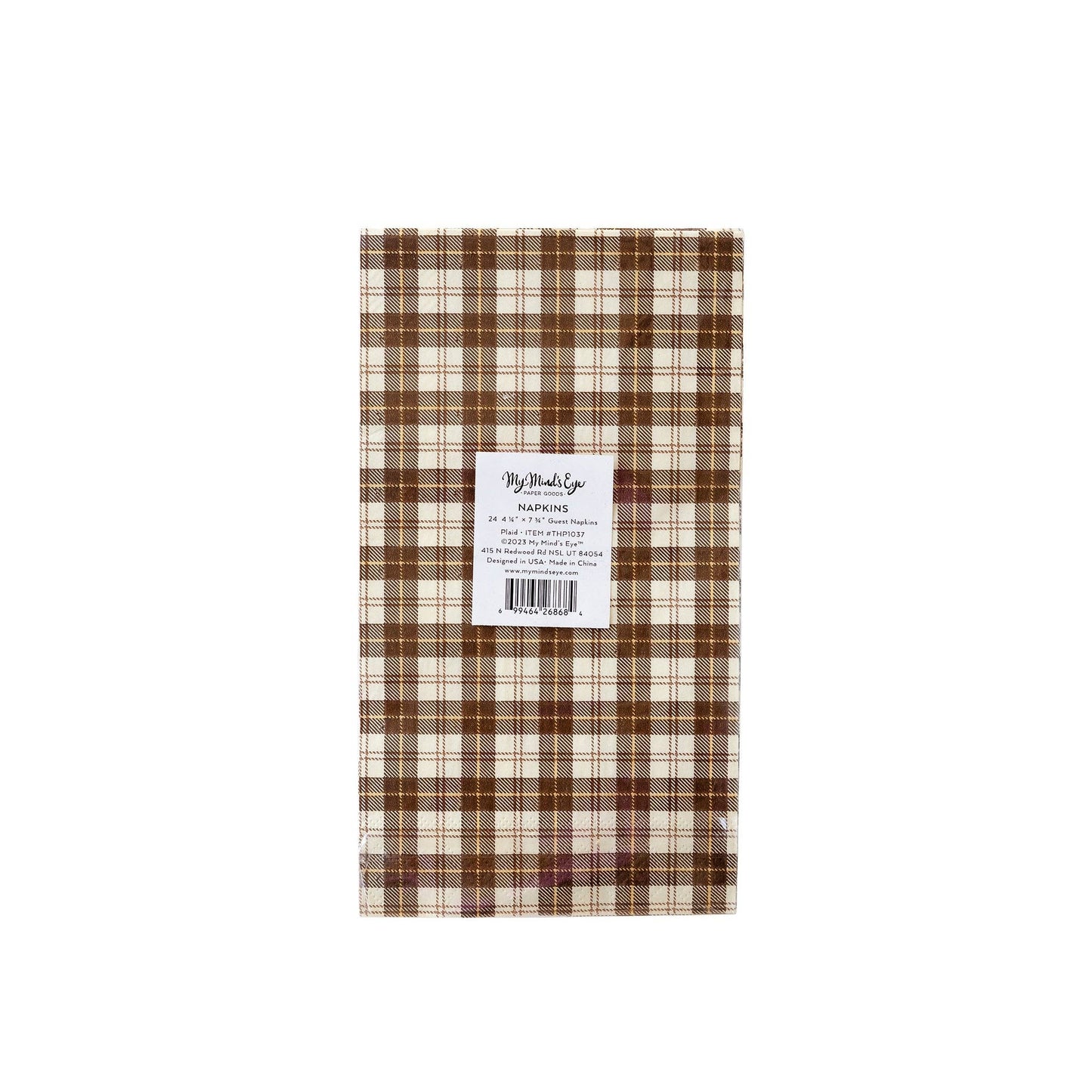 Brown Plaid Paper Dinner Napkin