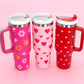 40oz STAINLESS STEEL TUMBLER HEART & DAISY: HEART PINK