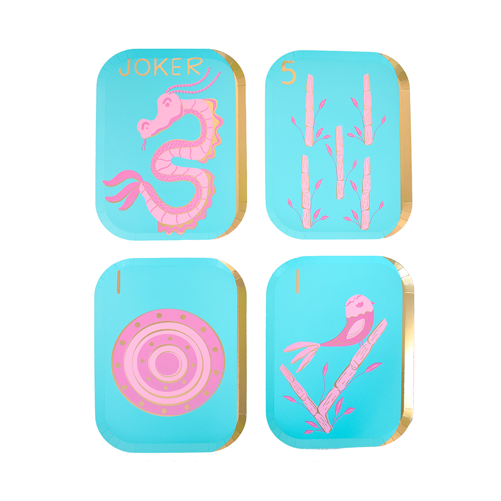 Game Night Mahjong Tile Dinner Plates