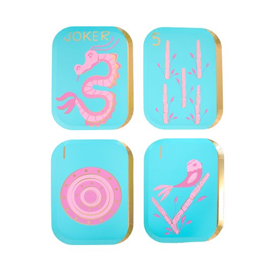 Game Night Mahjong Tile Dinner Plates