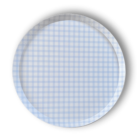 Premium Gingham Baby Blue Plate (12pcs)