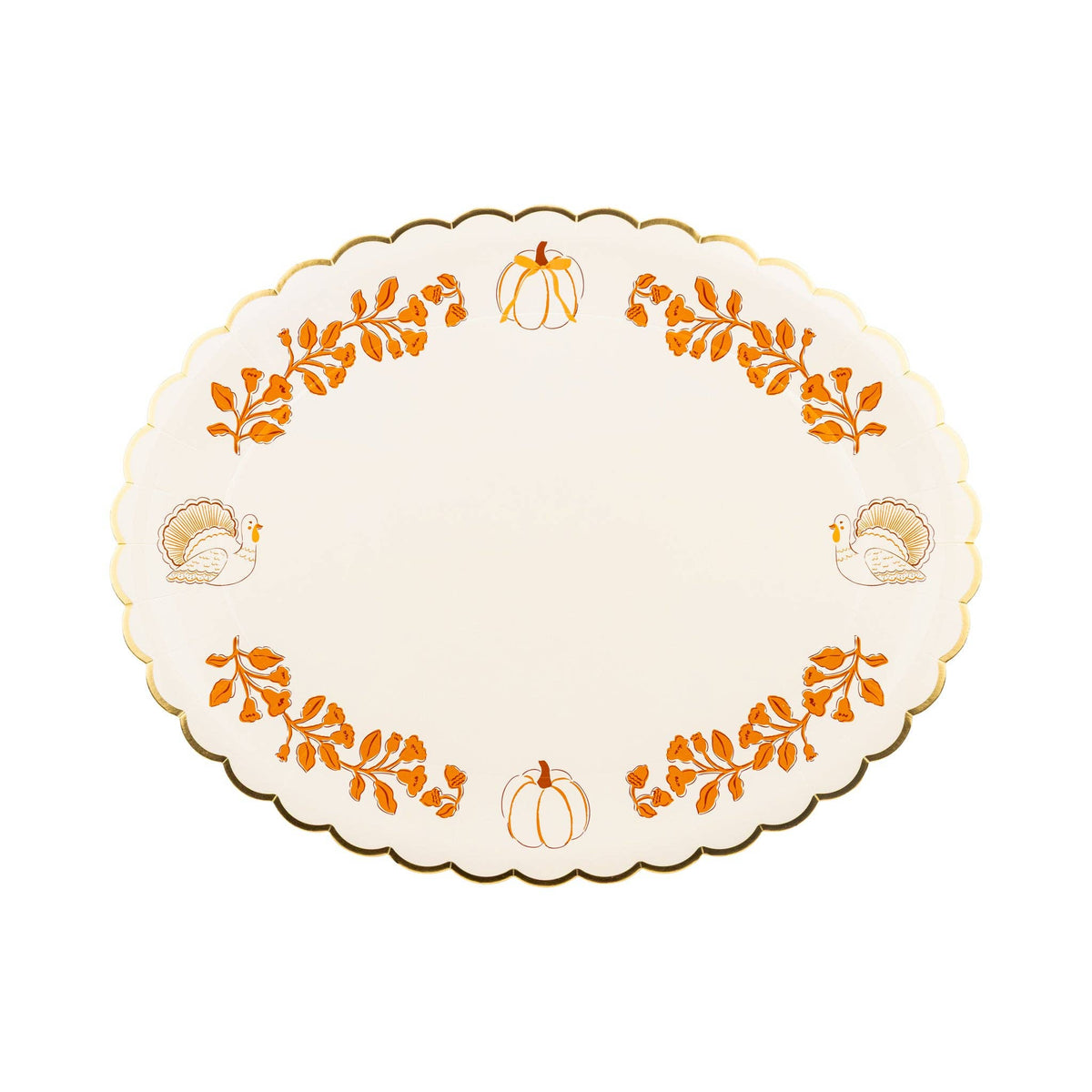 PLPP170 - Pumpkin Gold Scalloped Fall 17" Paper Serving Platters 6ct