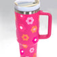 40oz STAINLESS STEEL TUMBLER HEART & DAISY: HEART PINK