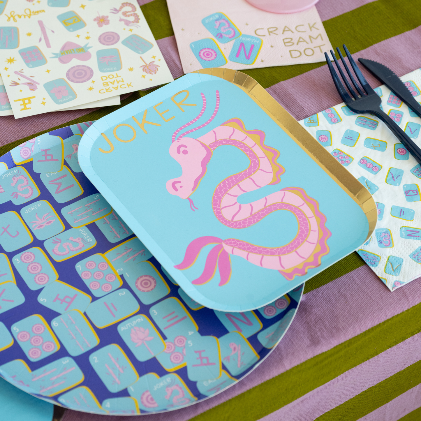 Game Night Mahjong Print Dinner Plates