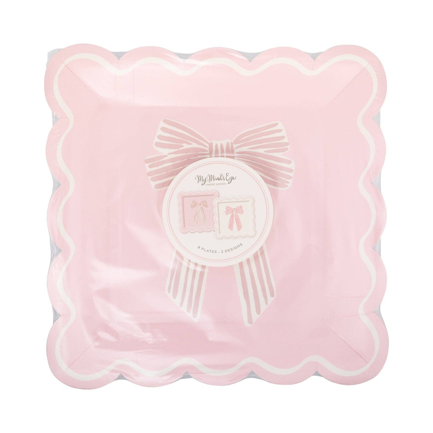 PLPL1828 - Large Pink Bows Paper Plate Set