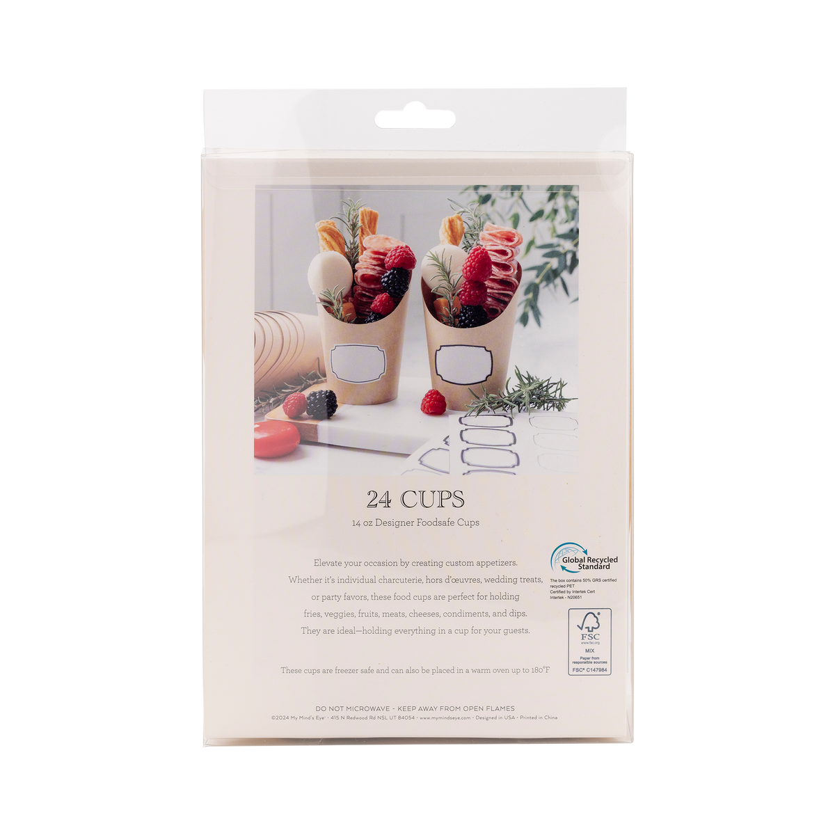 PLCC1673 - Kraft Charcuterie Cups with sticker labels (24ct)