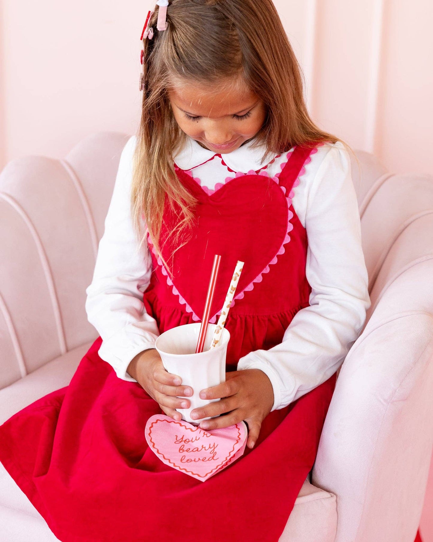BER1239 - Occasions Beary Loved Heart Shaped Cocktail Napkins